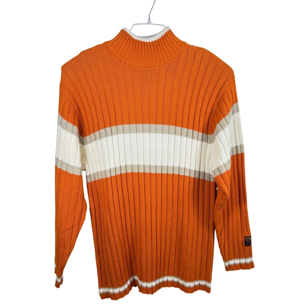 Vtg South Pole Ski Sweater Men's Size‎ XL Chunky Knit Ribbed Orange Retro